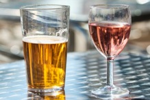 Lager and wine glass